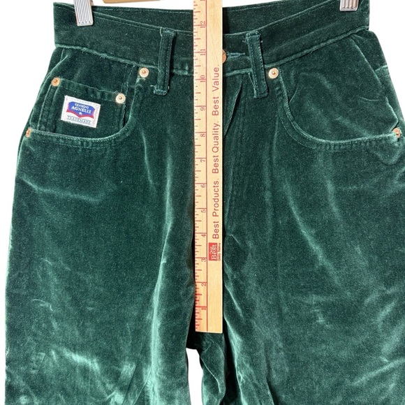 Vintage Claudio Angelli Dark Green Velvet Pants Womens 28/5 High Rise Button Fly - Picture 12 of 14